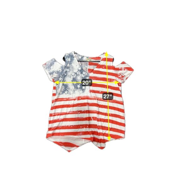 OneWorld American Flag Cold Shoulder Top Red White Striped Blue Stars Sz XL - Picture 8 of 11